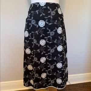 Principe Black and Cream Embroidered Skirt